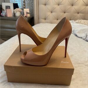 Christian Louboutin Nude Peep-Toe Heels